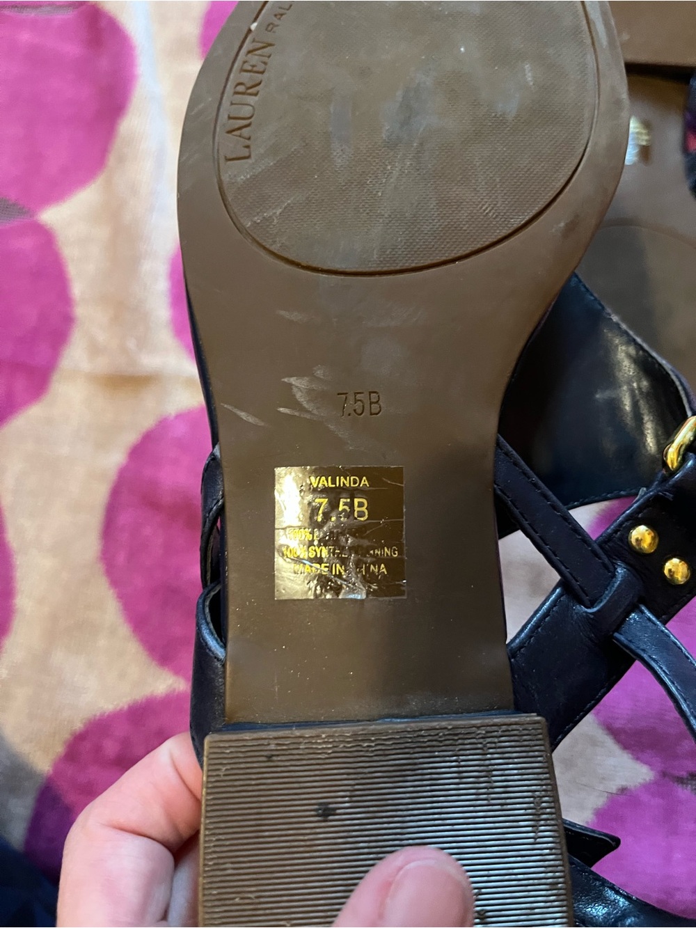 Dark Navy Lauren Ralph Lauren Patsi T-Strap Sandals - Picture 3 of 6